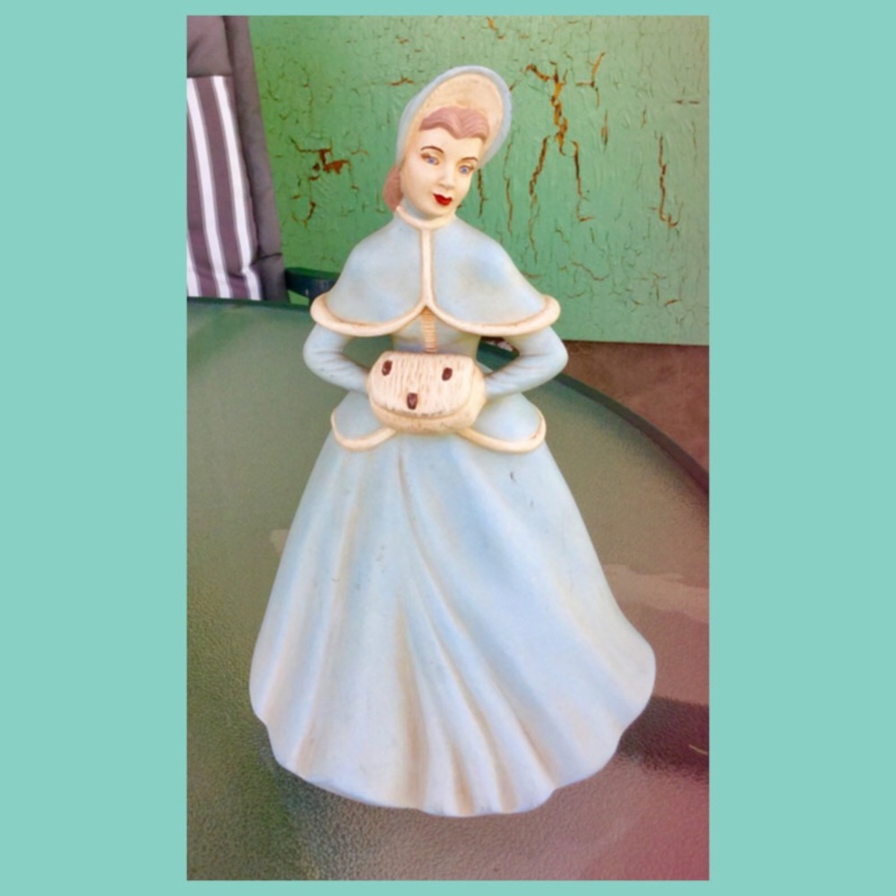 VTG Holland Mold Victorian Lady Figure Hand Painted Ceramic Large 9" Figurine